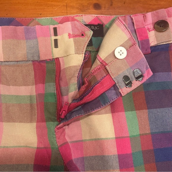 Banana Republic Ryan Fit Rainbow Plaid Shorts Pockets Colorful Summer Preppy - Picture 5 of 11